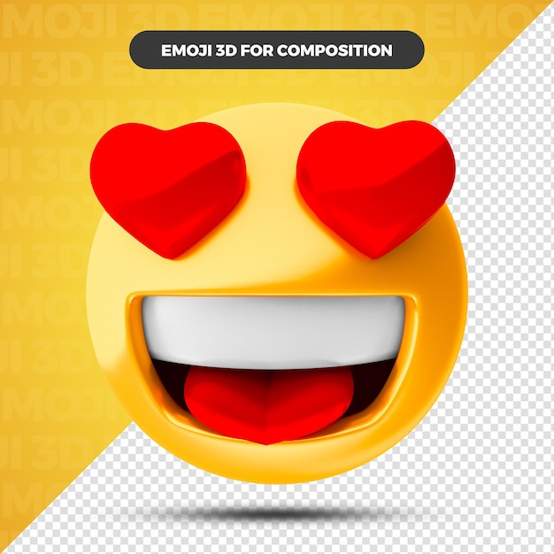 Love heart emoji 3d render for composition