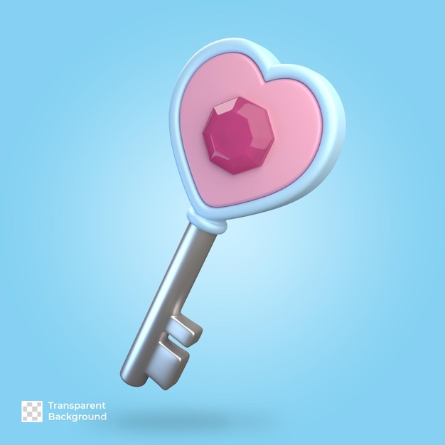 love key 3d icon render isolated