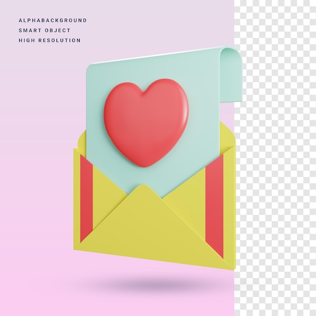 Love Letter 3d Icon Illustration