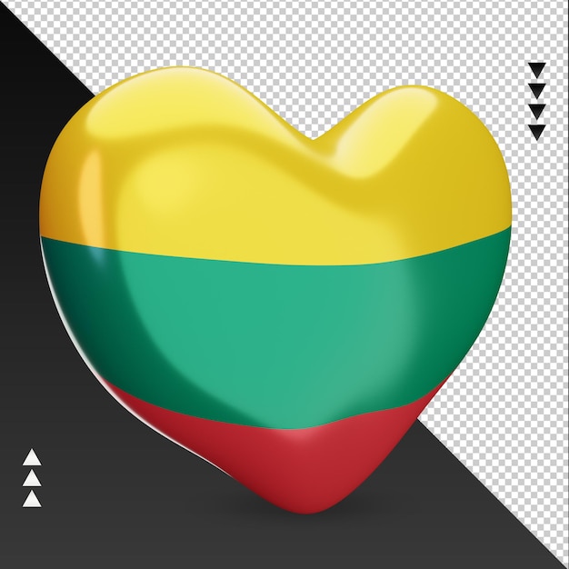 Love Lithuania flag hearth 3d rendering left view