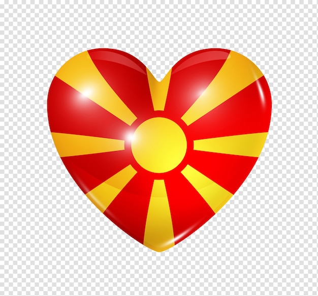 Love Macedonia symbol of a 3D heart with flag design isolated