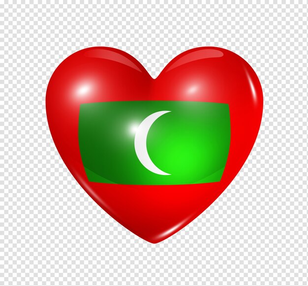 Love Maldives symbol of a 3D heart with flag design isolated