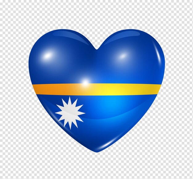 PSD love nauru symbol of a 3d heart with flag design isolated