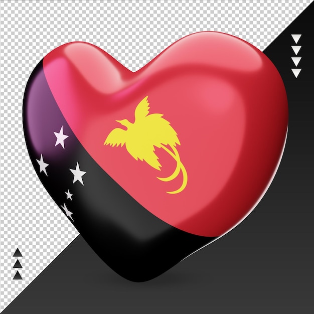 Love Papua New Guinea flag hearth 3d rendering right view