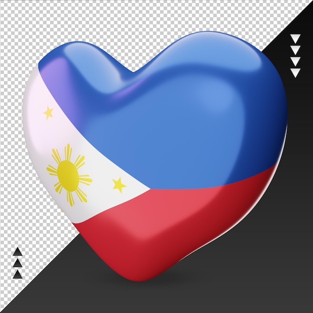 Love Philippines flag hearth 3d rendering right view