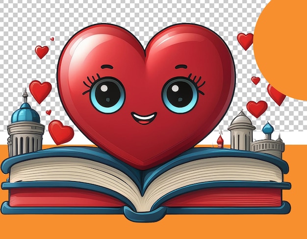 PSD love reading books png illustration