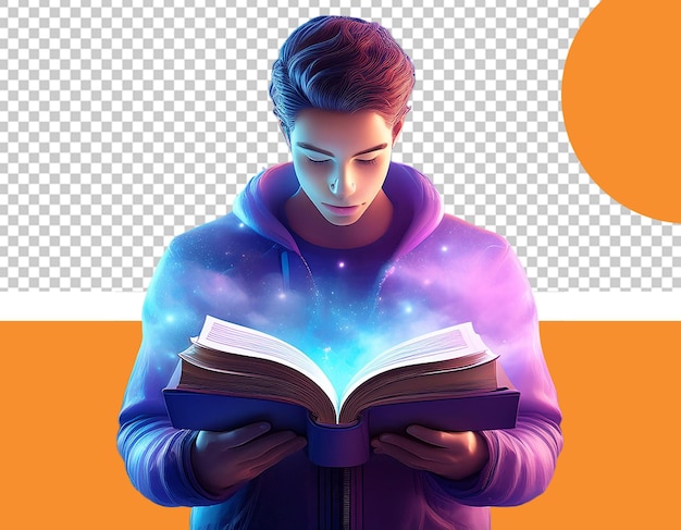 PSD love reading books png illustration