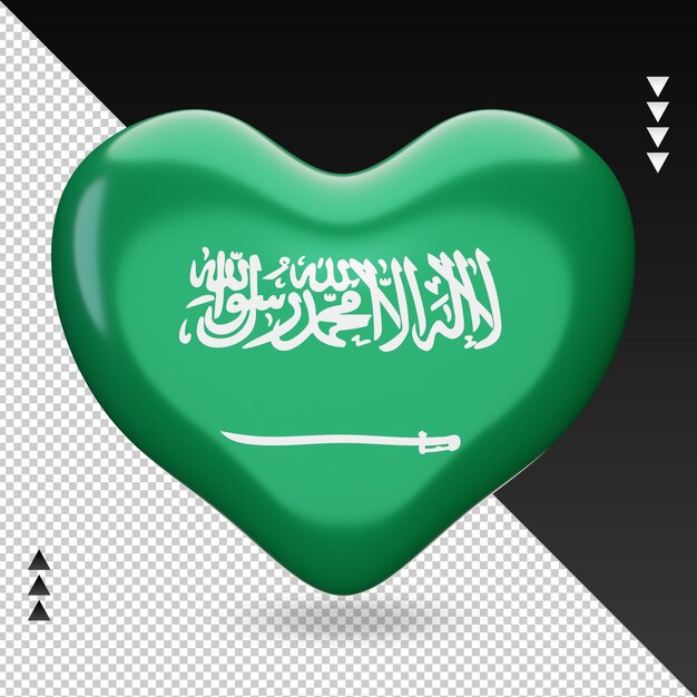 Love Saudi Arabia flag hearth 3d rendering front view