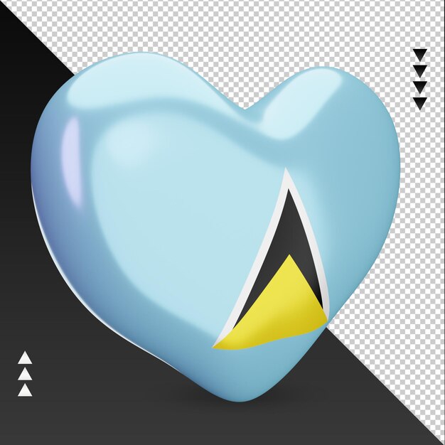 Love St Lucia flag hearth 3d rendering left view