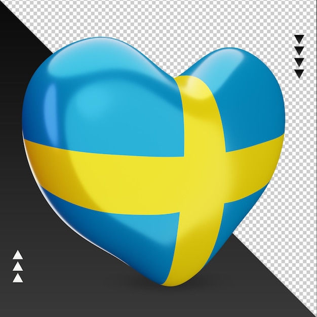 Love Sweden flag hearth 3d rendering left view