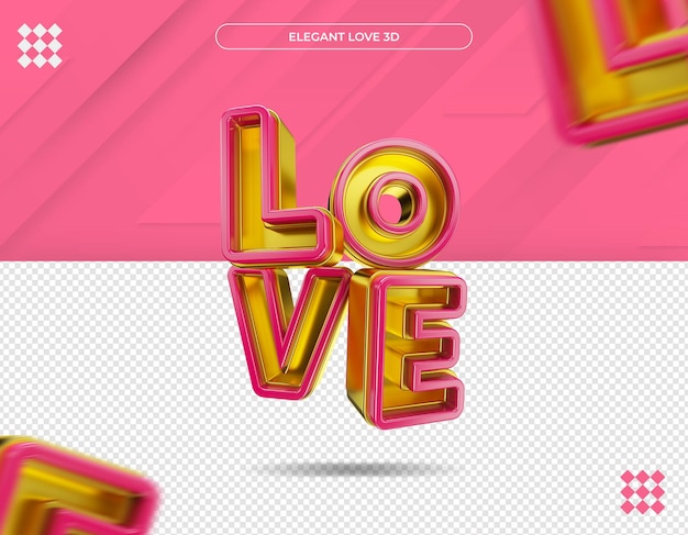 Love text in 3d rendering isolated