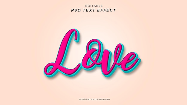 PSD love text effect editable design