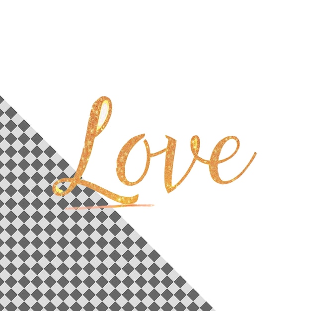 PSD love text on transparent background