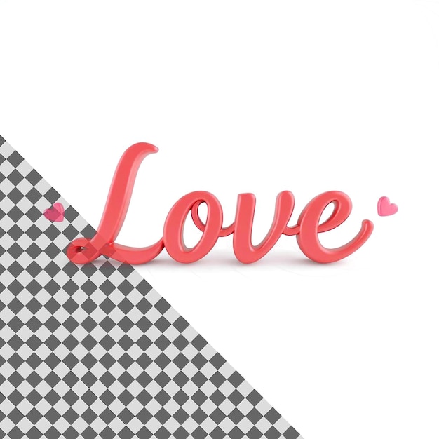 PSD love text on transparent background