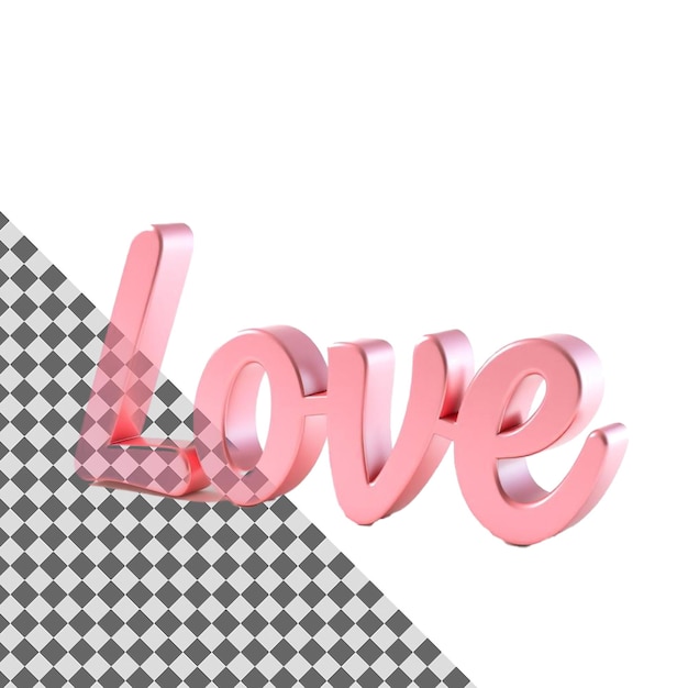 PSD love text on transparent background