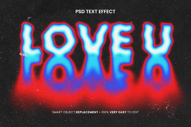 love u text effect psd