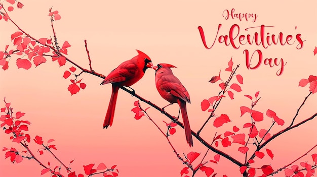 PSD love and valentines day card with couple of lovely birds