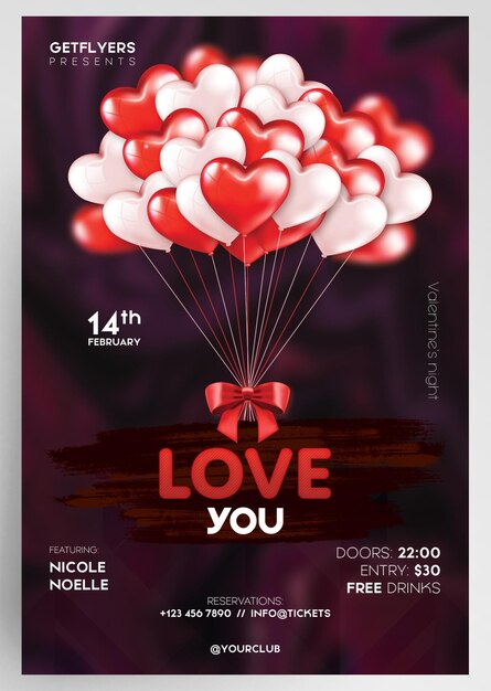 PSD love you love event club party flyer design