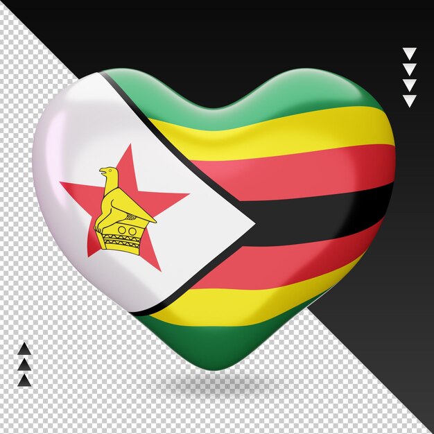 PSD love zimbabwe flag hearth 3d rendering front view