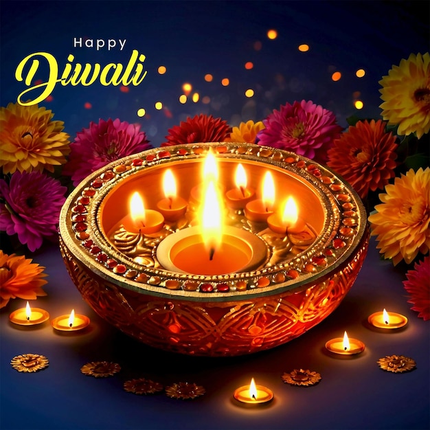 Lovely Diwali background with candles