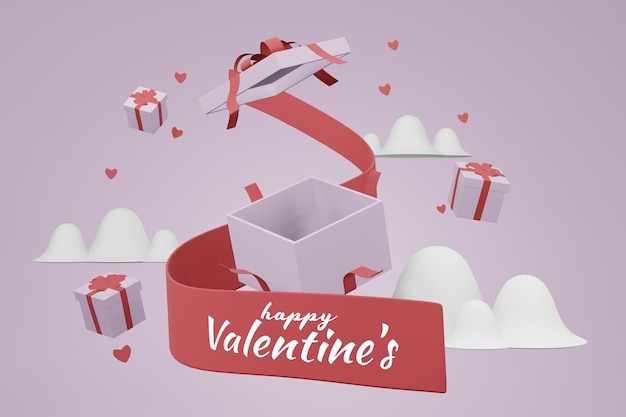 Lovely happy Valentines day mockup background concept in 3d rendering