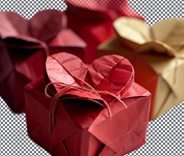 PSD lovely heart shaped paper gift boxes isolated on transparent background