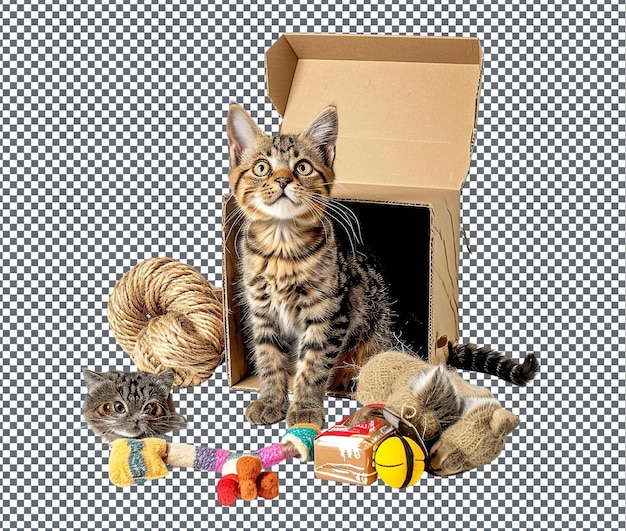 PSD lovely meowbox isolated on transparent background