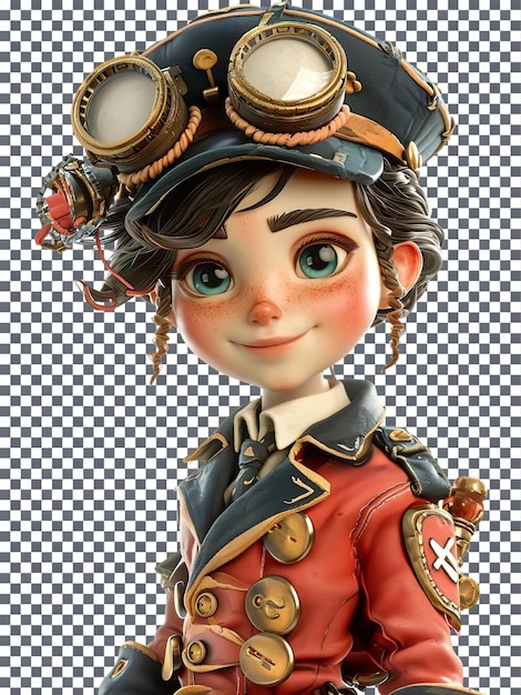 PSD lovely nautical captain isolated on transparent background