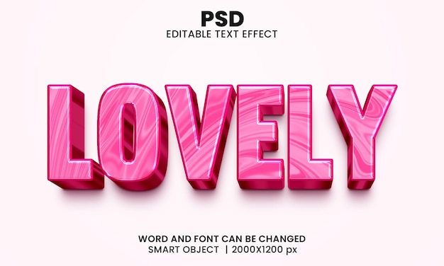 Lovely pink color 3d editable photoshop text effect style with background