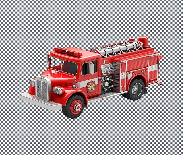 PSD lovely toy fire truck isolated on transparent background