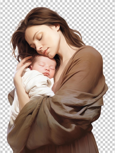 Loving Mother With Baby Isolated on Transparent Background