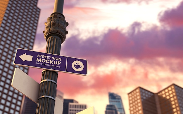 PSD low angle street sign mockup