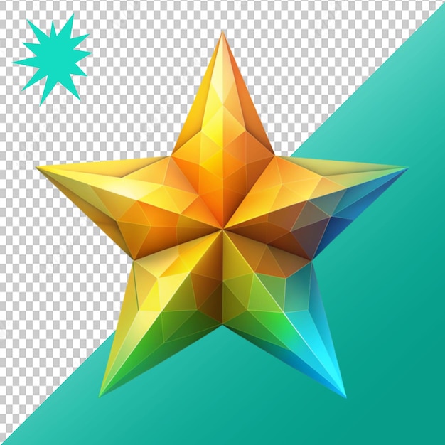 low Polly star on transparent background