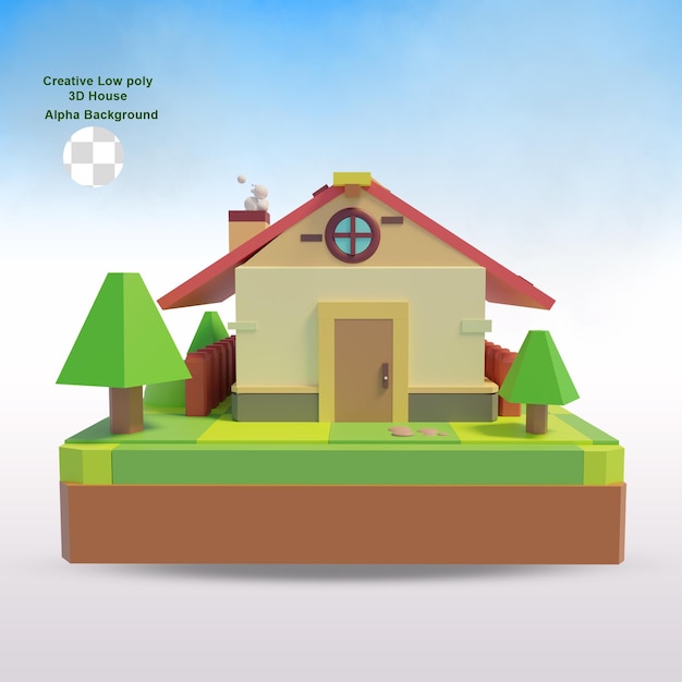 Low poly House cartoon 3D Design rendering