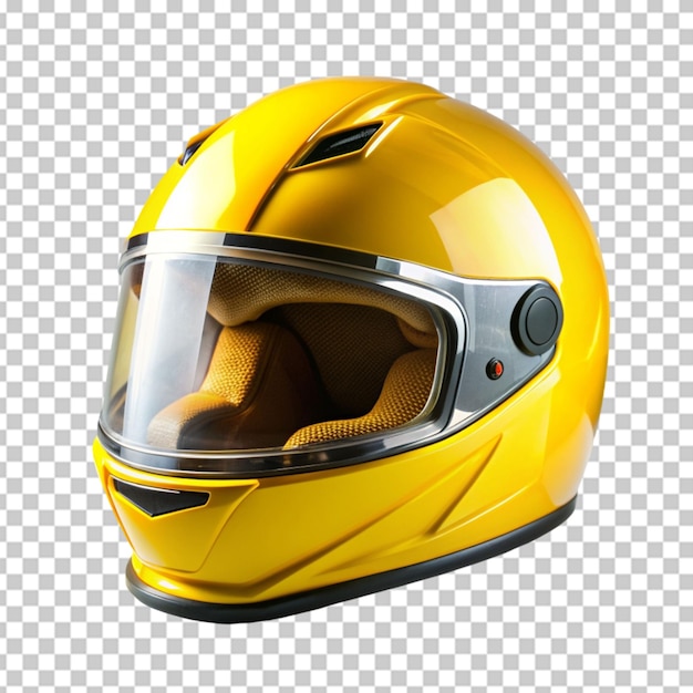 the luminescent guardian a yellow motorcycle helmet on transparent background