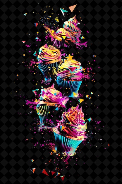 Luminous Illuminated Cupcakes Spinning and Twirling Cupcakes Neon Color Food Drink Y2K Collection