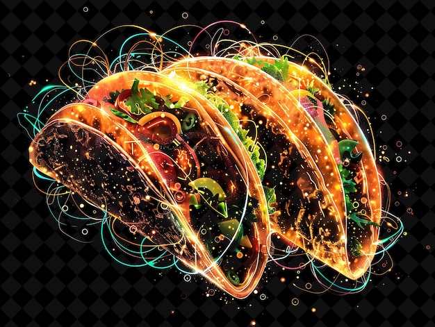 Luminous Illuminated Tacos Floating and Rotating Taco Shells Neon Color Food Drink Y2K Collection