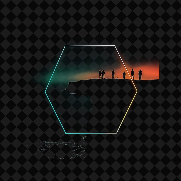 PSD luminous neon the cliffs of moher inside a silhouette of hor png y2k ocean of light collections