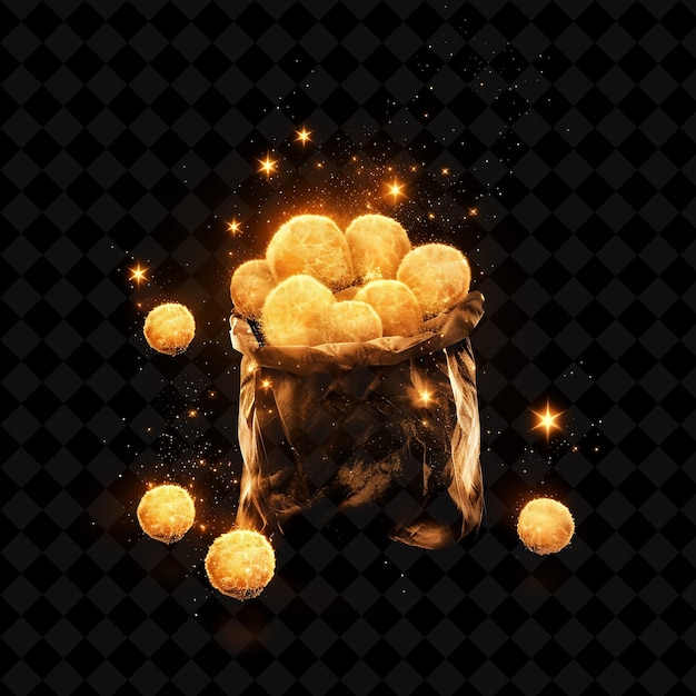 Luminous Neon Crosses Fried Groundnut and Coconut Balls Puff PNG Neon Food Decor Y2K Collection