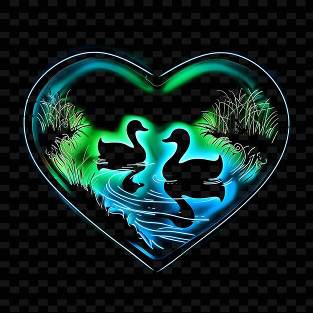 PSD luminous neon drumlins inside a silhouette heart landscape i illustration nature landscape designs