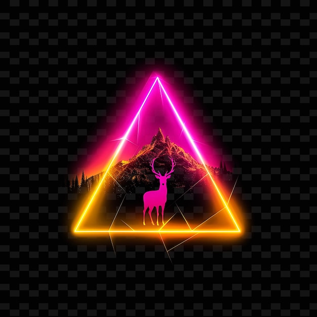 PSD luminous neon tor hills within a silhouette triangle landsca illustration nature landscape designs