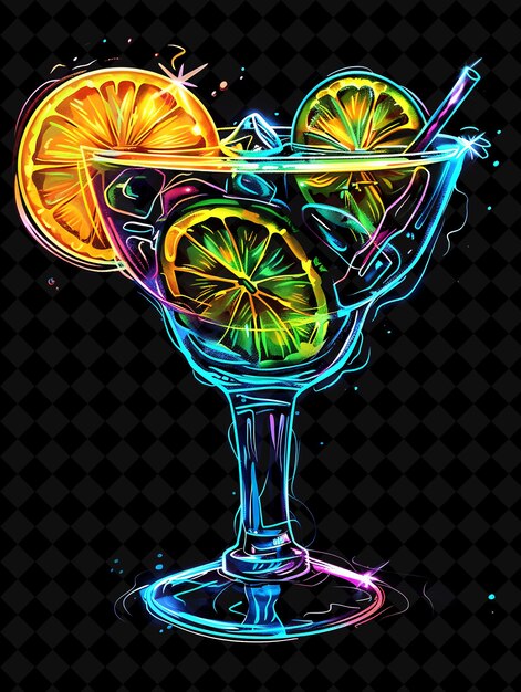 Luminous Turquoise Margarita With Layered Citrus Slices Turq Neon Color Food Drink Y2K Collection