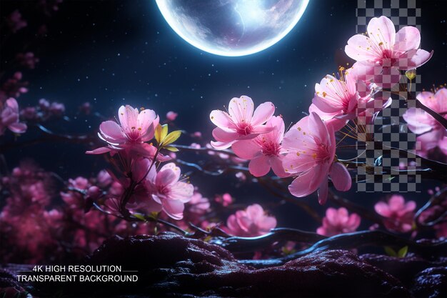 Lunar Blossoms Moons as giant blossomsTransparent Background