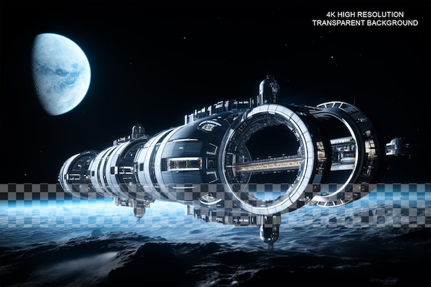 PSD lunar gateway a proposed space station that will orbit on transparent background