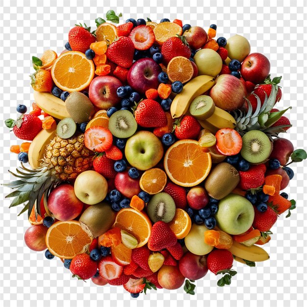 A Luscious and Vibrant Mosaic of Mixed Fruits isolated on transparent background