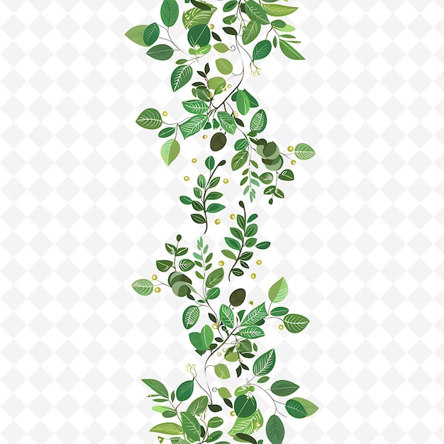 Lush Garland With Fresh Greenery and Fairy Lights on It Deco PNG Natural Inspired Flat Borderline