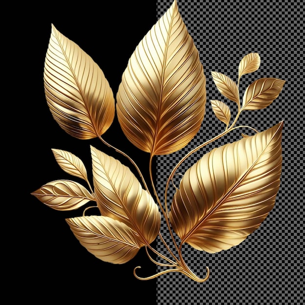 Lustrous Leaf Isolated Gold Foil on a PNG Background