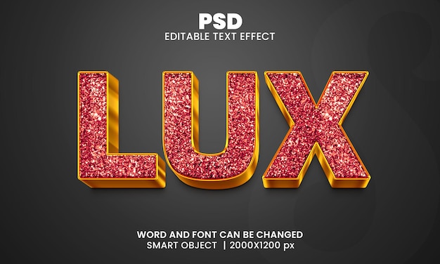 Lux 3d editable text effect Premium Psd with background