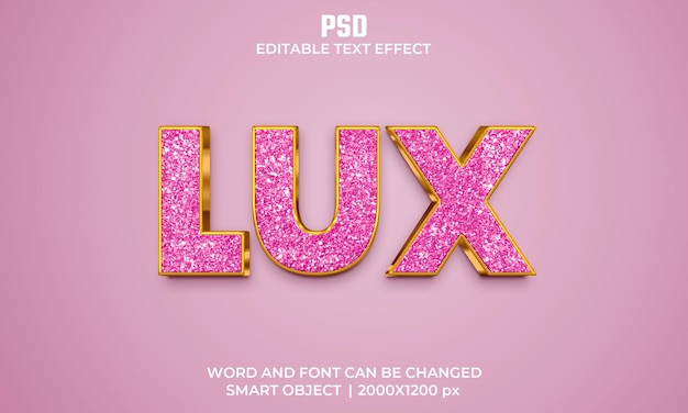 Lux 3d editable text effect Premium Psd with background