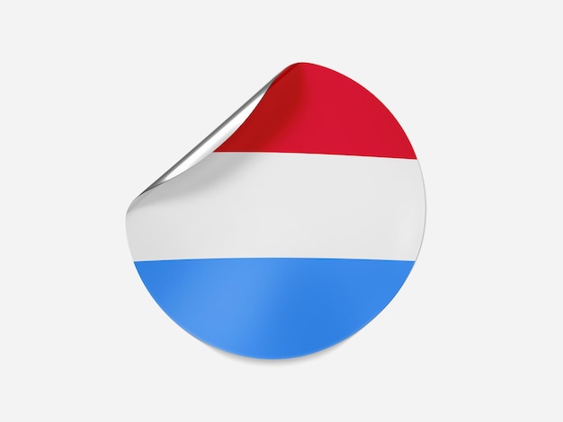 PSD luxembourg flag on sticker with transparent background mockup